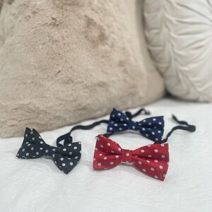 Polka Dot Bow Tie Set for Kids - Red, Blue, and Black